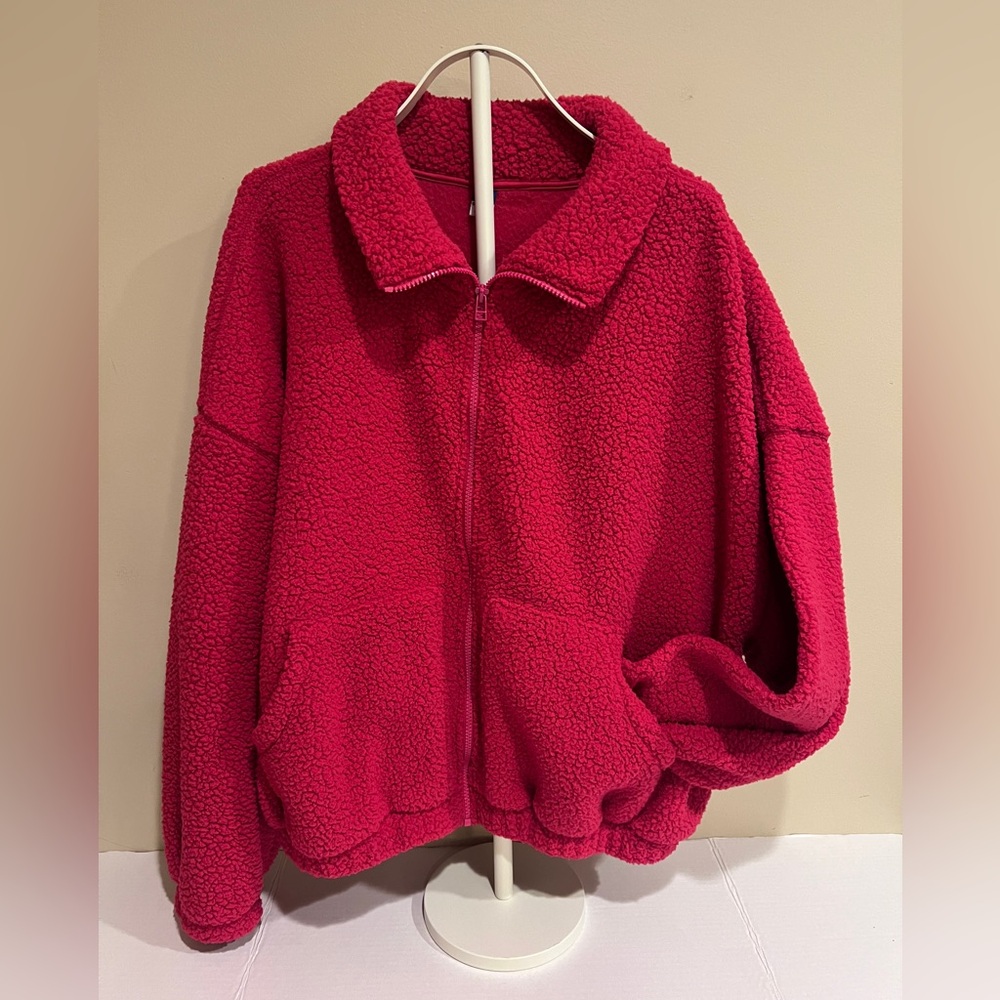 Old Navy Women's Vibrant Brryfine Sherpa FZ Cozy Fleece Plush Zip-Up Pockets XL